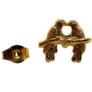 Vtg  Earrings 14K GF Post 12K Gold Fill Love Birds Retro Design Pierced Gift 3